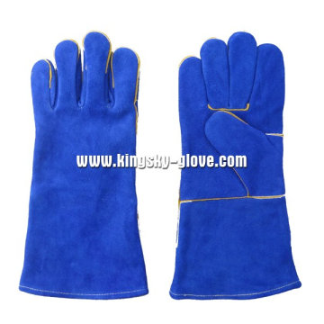 Blue Cow Split Leather Fully Lined Welding Work Glove